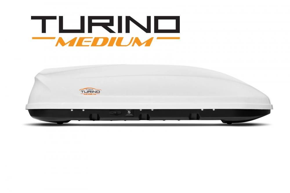 Автобокс на крышу белый Turino Medium (460 л) Аэродинамический