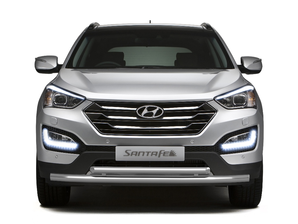 Защита переднего бампера двойная d51-63мм на Hyundai Santa Fe