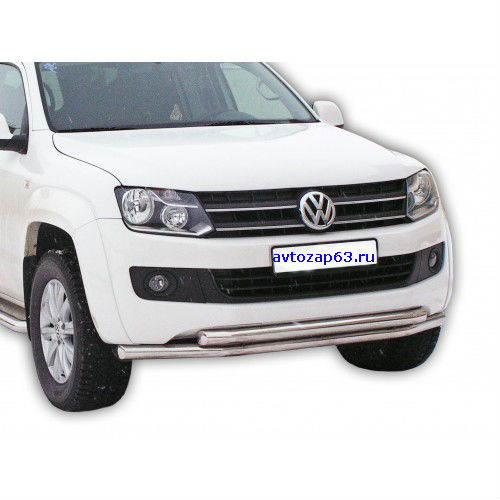 Защита переда «Труба двойная широкая» d63,5, VOLKSWAGEN Amarok, нержавейка.