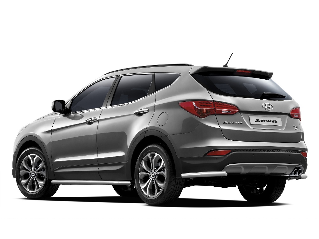 Защита заднего бампера угловая d51 на Hyundai Santa Fe
