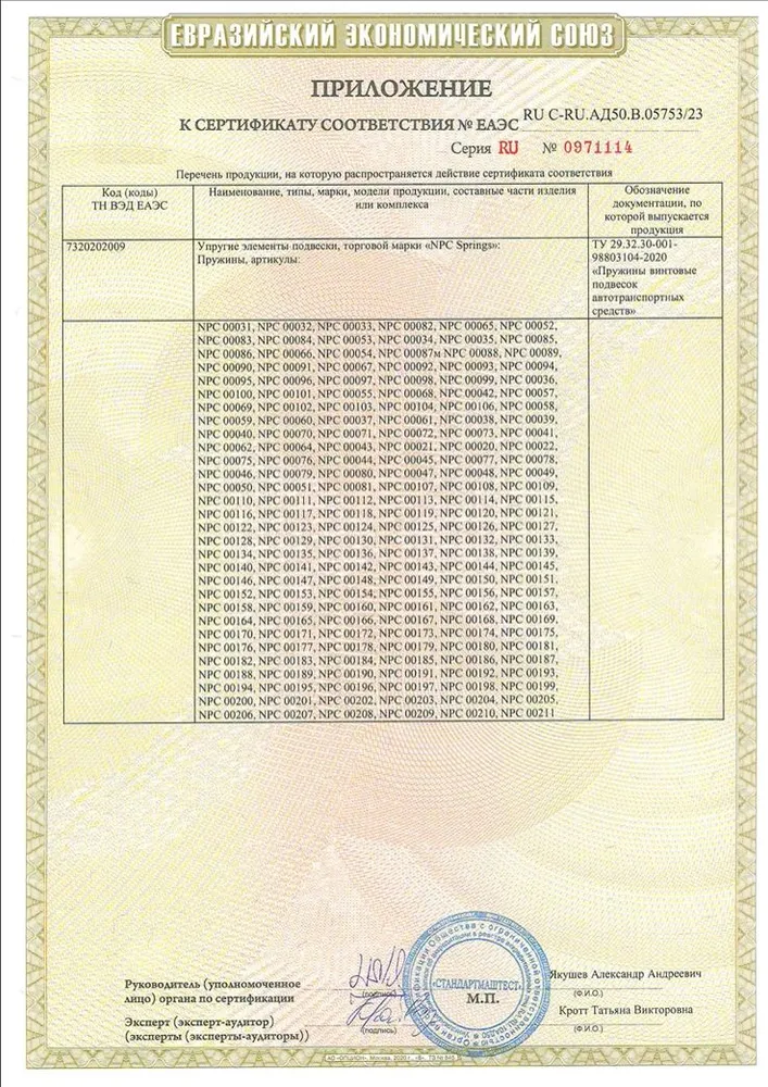 Комплект задних пружин 2180 Крос