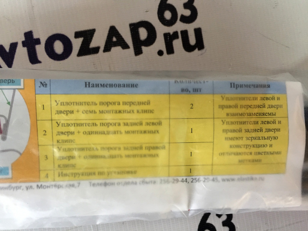 Уплотнители порогов на  2190