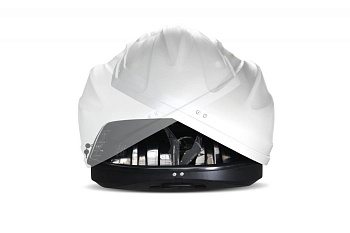 Автобокс на крышу белый Turino Compact (360 л) Аэродинамический с двусторонним открыванием