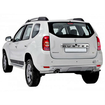 Защита заднего бампера «Уголки» d63,5 из нержавейки на Renault Duster