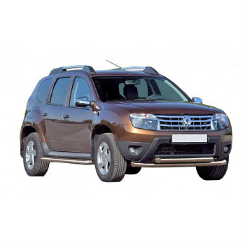 Защита переда «Труба двойная» d63,5 из нержавейки на Renault Duster
