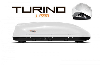Автобокс на крышу белый Turino 1 LUX (410 л) Аэродинамический с двусторонним открыванием